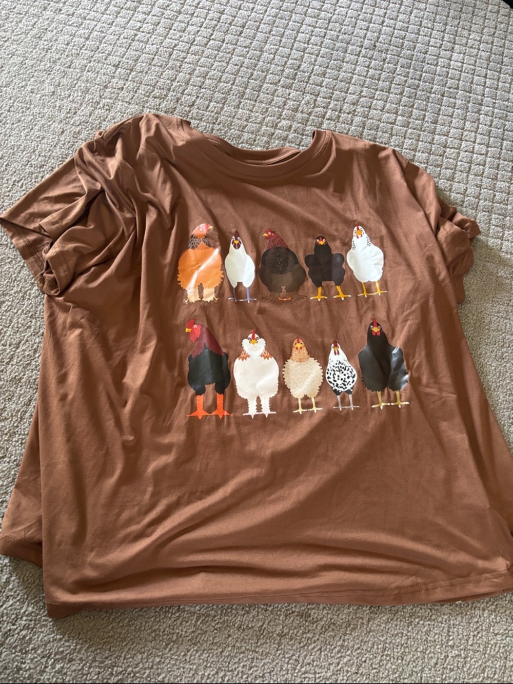 Brown Chicken Graphic Tee - Hen Row Illustration